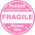 60 PCS 2 inch Pink Round Do Not Crush Bend or Fold Handle with Love Stickers Shipping Mailing Cartons Envelops Adhesive Labels