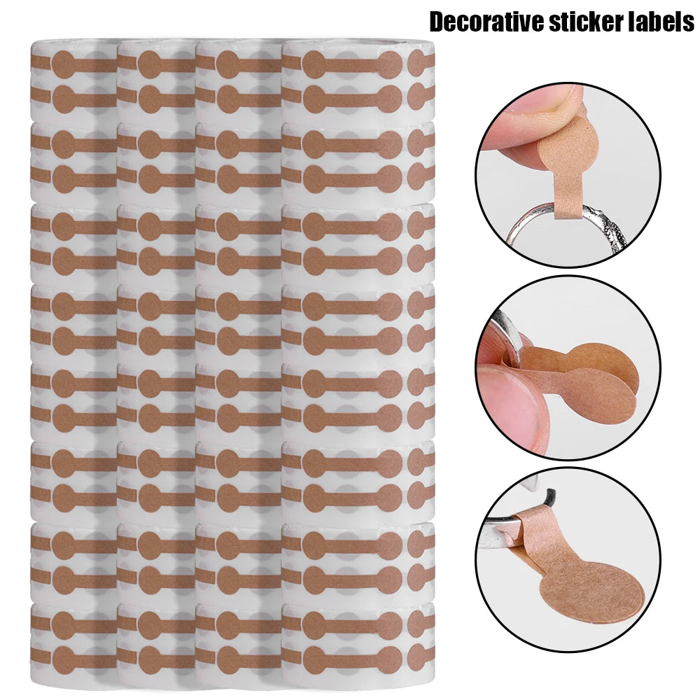 500Pcs/Roll Portable Jewelry Price Tag Brown Self Adhesive Barbell Stickers DIY Necklace Tool Ring Bracelet Exhibitor Packaging