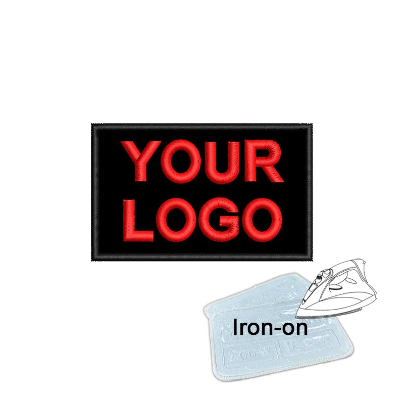 1PC 8x5cm Custom Name Tags Embroidered Patch Personalized Stripes Badge Number  Text Badge Iron On Backing Hook & Loop Backing