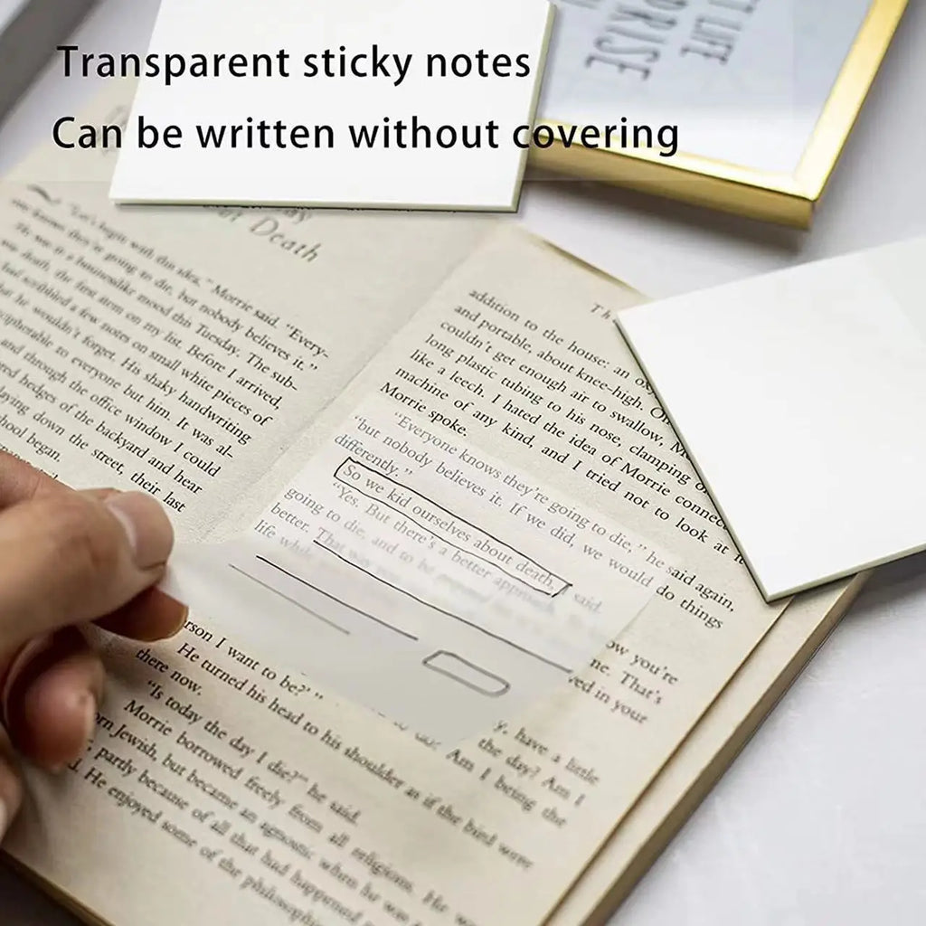50 Sheets Transparent Sticky Notes Waterproof Message Stickers for Note Books Convenient Reporting & Signature Stickers