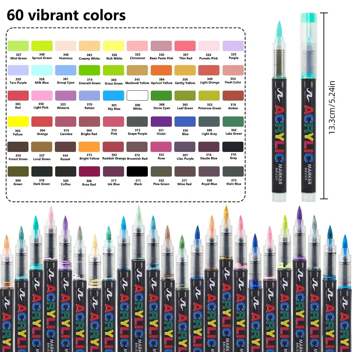 12-366 Colors Acrylic Marker Set Waterproof Acrylic Brush Marker Professional Acrylic Painting Marker DIY Art Supplies