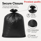100 Large Black Trash Bags – Leak-proof, Durable Polyethylene