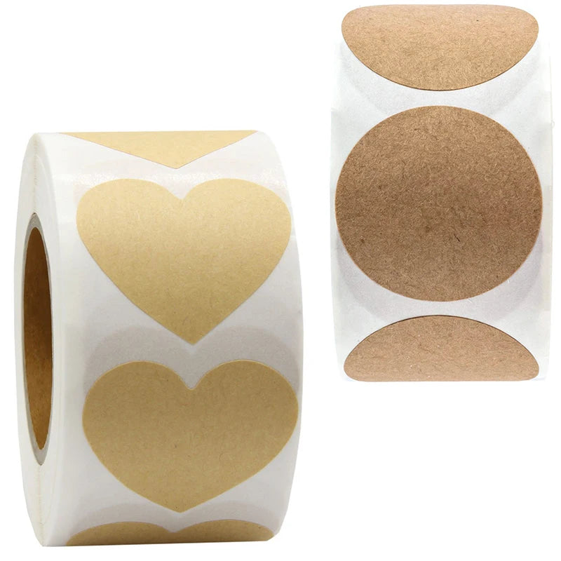 500pcs Paper Self Adhesive Blank Price Tags Heart Seal Stickers Labels Necklace Display Diy Bracelet Supplies Jewelry Packaging