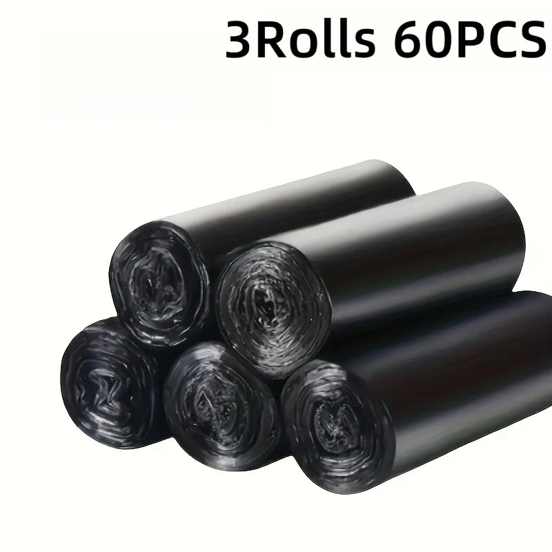 3 Rolls 60pcs Upgraded Durable Black Household Trash Bags, Multi-Purpose Trash Bags Black for Privacy Trash Bags for Privacy