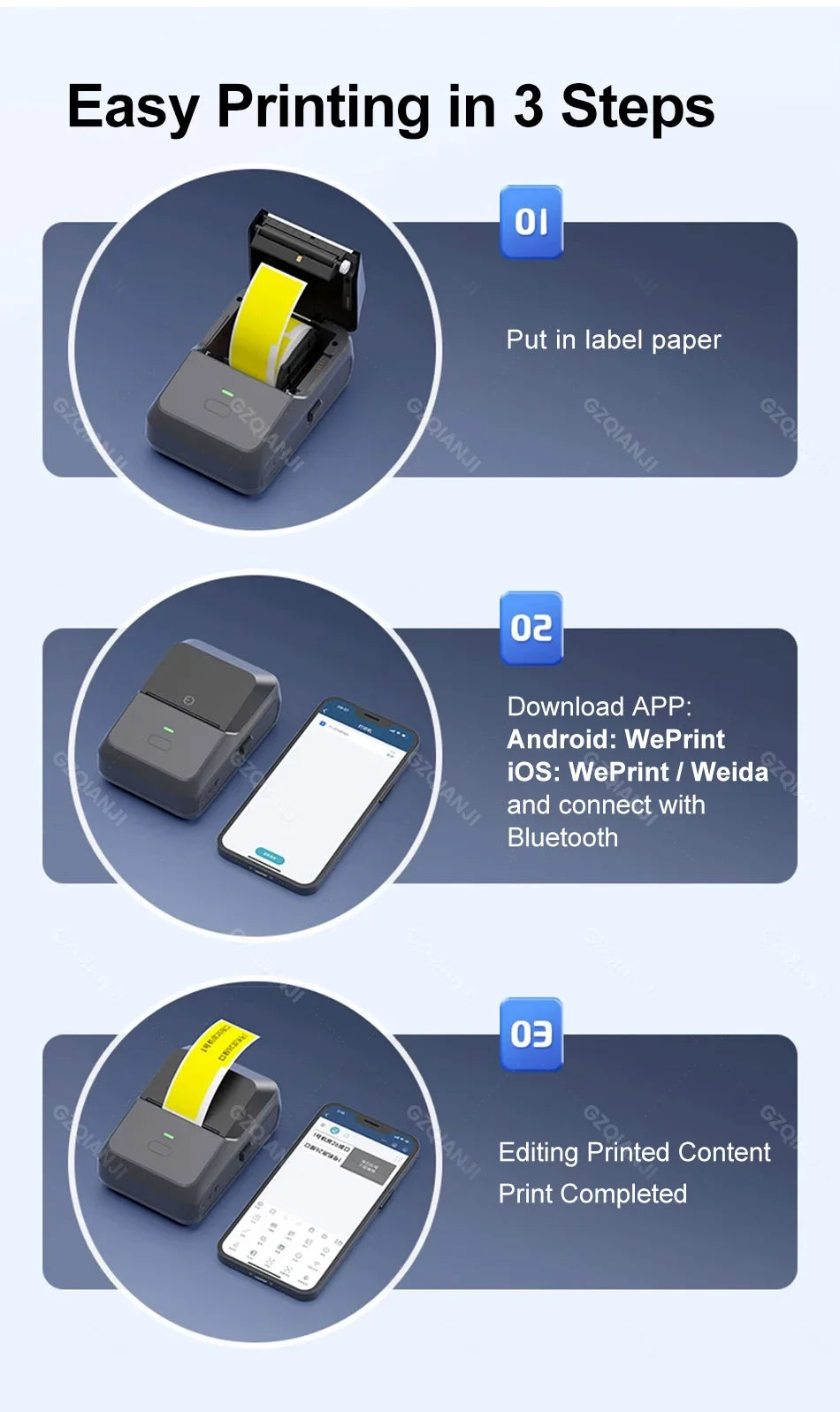 P2 Thermal Wireless Label Printer 20-58mm 2 inch Portable Bluetooth Sticker Mini Printer Price Tag Barcode Label Maker DIY