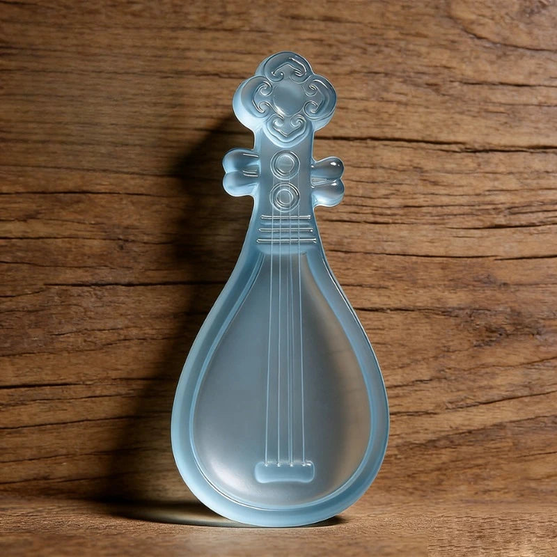 Lute and Guqin Shaped Ink Dish with Lid Chinese Calligraphy Ink Stone Traditional Stationery for Students