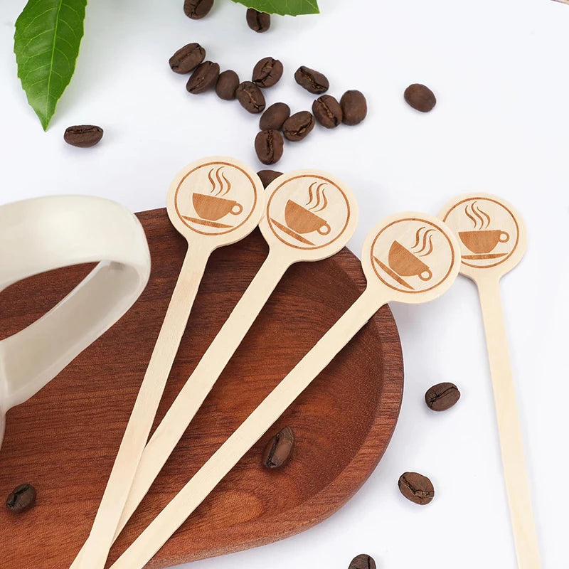 50/100Pcs Coffee Stirrers, 5.9-Inch Wooden Stir Sticks with Round Ends, Disposable Stirring Sticks for Cocktails Milk Tea