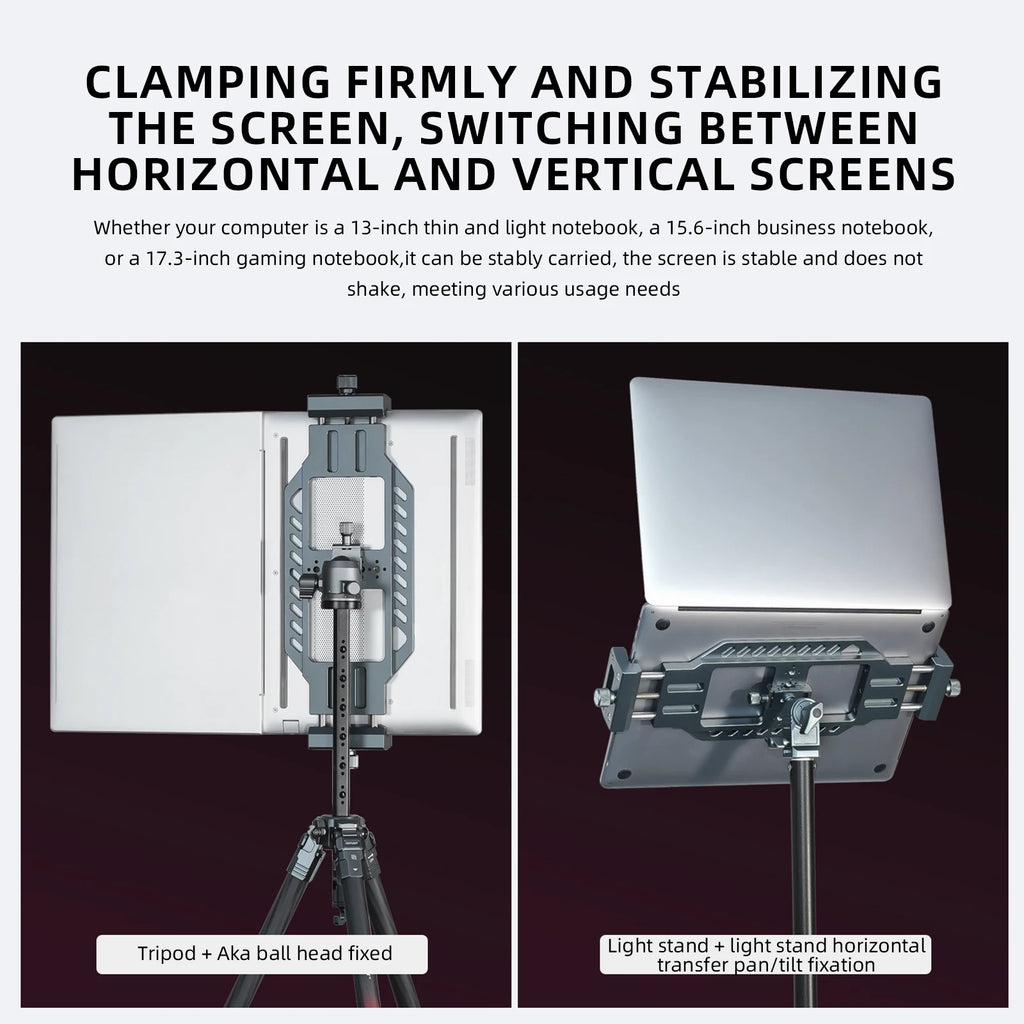 LEAPLIGHT Aluminum Alloy Laptop Stand Horizontal Vertical Screen Clamp Portable Holder W/ Arca Swiss Plate 1/4' Screw for Tripod