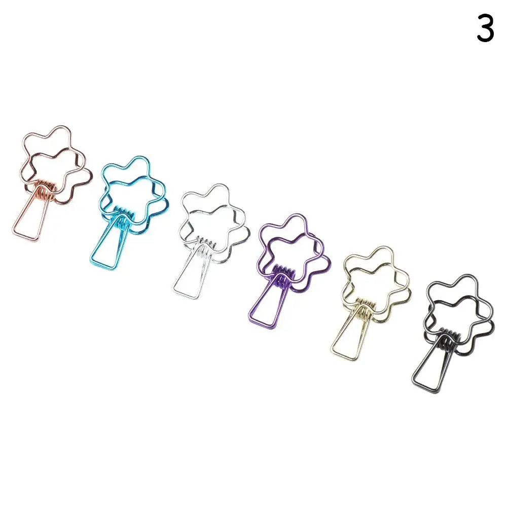 6PCs/Set Hollowed Out Design Metal Binder Clip Long Tail Office Hand Book Folder Paper Organizer Stationery Fish