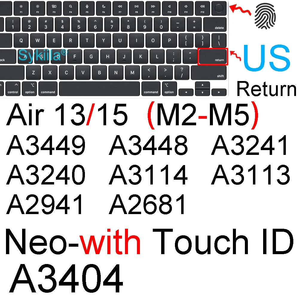 Keyboard Cover for Macbook Air 13 M5 M4 15 M3 11 Pro 13 14 M2 M1 Max Pro 16 15 12 Neo Silicone Protector Case Skin A3426 A3428