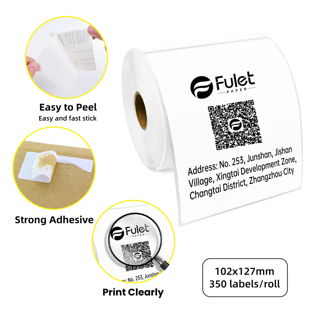 4" X 5" Direct Thermal Shipping & Multipurpose Labels 102 mm X 127 mm 350 labels per roll
