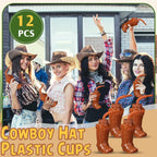 Plastic Cowboy Boot Cups with Straws and Lids Reusable Cowboy Cup for Western Themed Party Supplies Rodeo Birthday Decorations