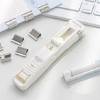 Smile Design Push Paper Clip New Plastics Mini Binder File Stapler Reusable Pusher Set School