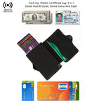 Rfid Credit Card Holder Luxury Split Leather Wallet Men Metal Slim Thin  Minimalist Wallet Bank Cardholder Case Travel Wallet