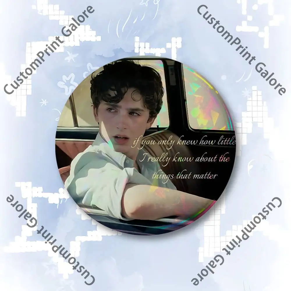 C-Call me by your name Customizable Badge Tinplate Brooch Laser Film Lapel Pin for Decoration Party Small Gifts