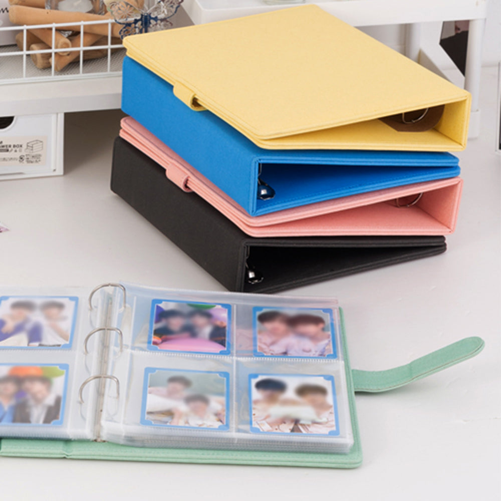 A5 3 Ring Glitter PU Leather Binder with Magnetic Buckle Refillable 4×6 Photo Album Notebook Stationery