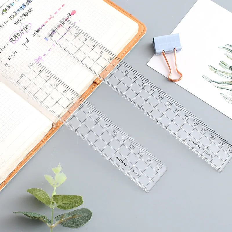 1/3Pcs Simple15cm 18cm 20cm Transparent Simple Ruler Square Ruler Cute Stationery Drawing Supplies