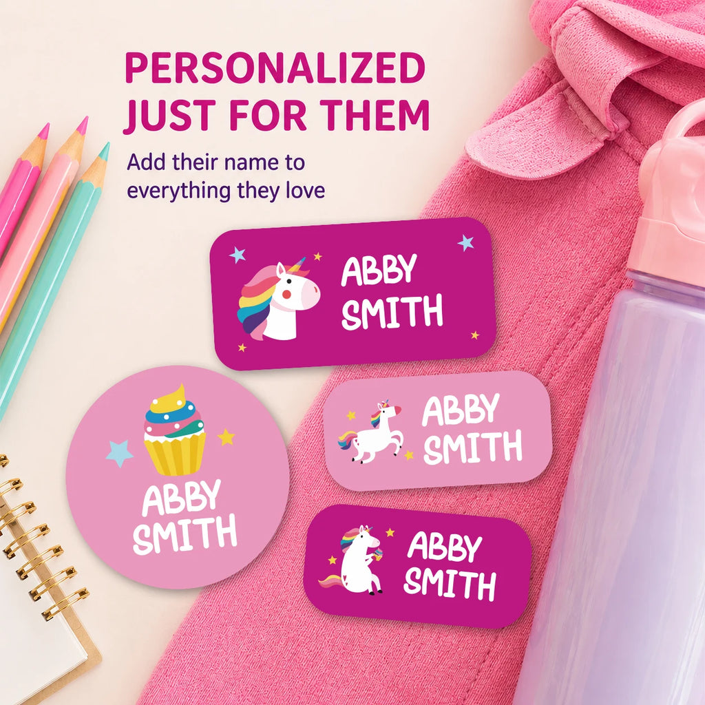 140PCS Personalized Kids Name Labels, Waterproof Custom Stickers for Bottles, Clothes, School Supplies and Daycare Items