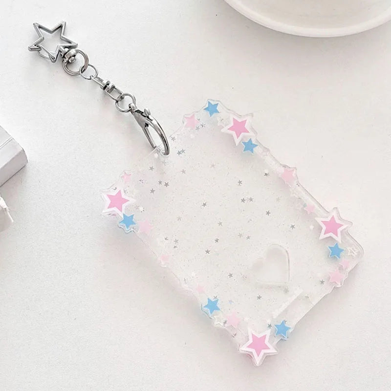 Transparent Clear Acrylic 3 Inch Kpop Photocards Holder Photos Cards Star Holder Bags Pendant Star Chaser Card School Stationery