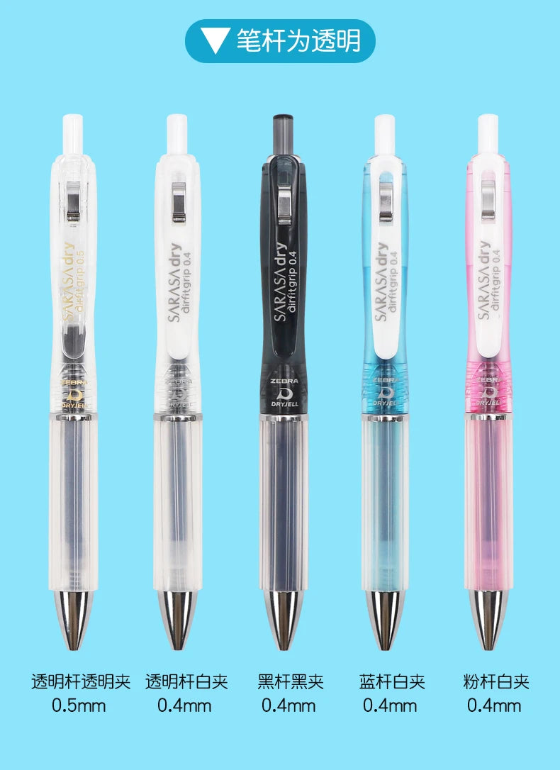 ZEBRA SARASA Dry airfitgrip Gel Pen 0.5/0.4mm Black Core Quick-Drying Smooth Writing Stylos boligrafo gel Stationery for school