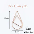 30/50pcs Paper Clip Mini Heart Gold Rose Gold Color Clip Bookmark Binder Office Accessories Paper Binder Clips Patchwork Clip