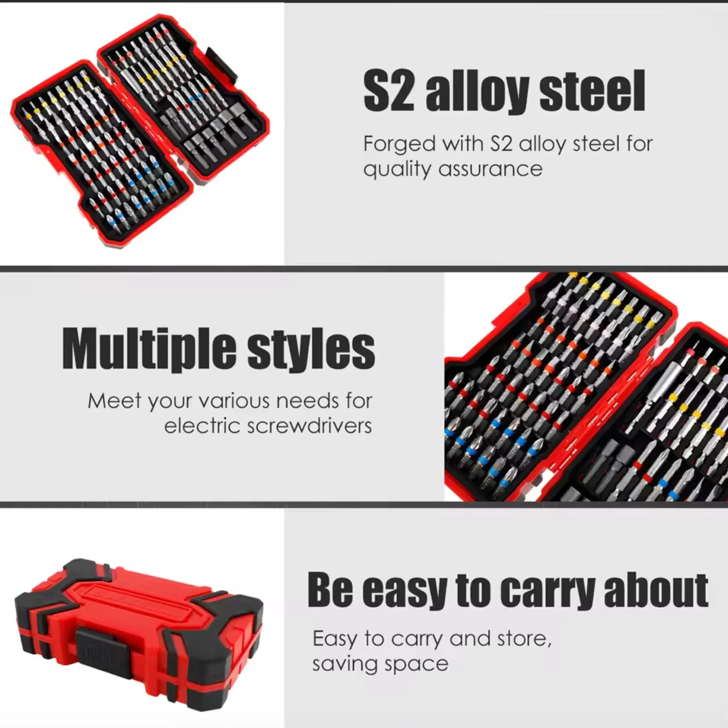 83Pcs Screwdriver Bit Set Impact Driver Drill Bit Set with Magnetic Nut Driver S2 Steel Cross Slot, Slotted,Square,Star,Hex,Torx