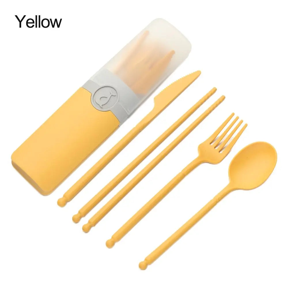 Wheat Straw Portable Reusable Spoon Fork Spoon Portable Cutlery Sets With Case Tableware Set