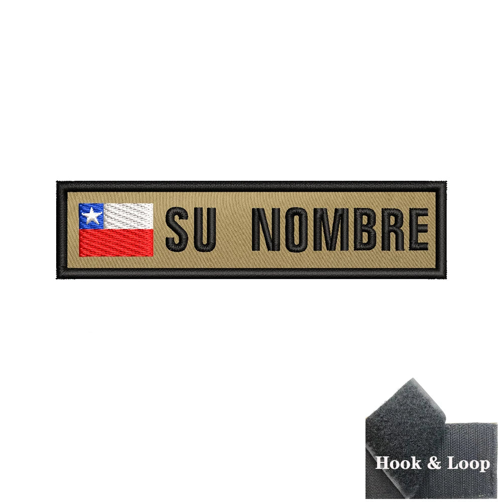 1PC 10cmX2.5cm Custom Name Flag Patch Badge Khaki Iron On Or Hook Loop Netherlands Russia Lithuania France Italy Spain Israel