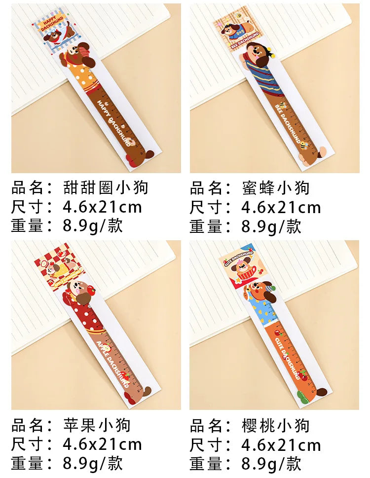 Cartoon Strip Puppy Magnetic Bookmark Ruler Student Cute High-value Bendable Ruler Special-shaped Magnetic Ruler