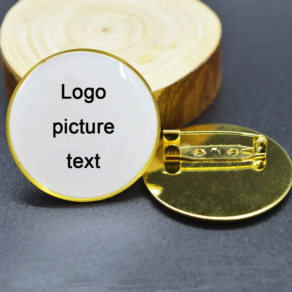 Shirley custom 100pcs  Metal Badges Lapel Pins Epoxy resin domed Printed label pins name alfileres personalizados para cuello