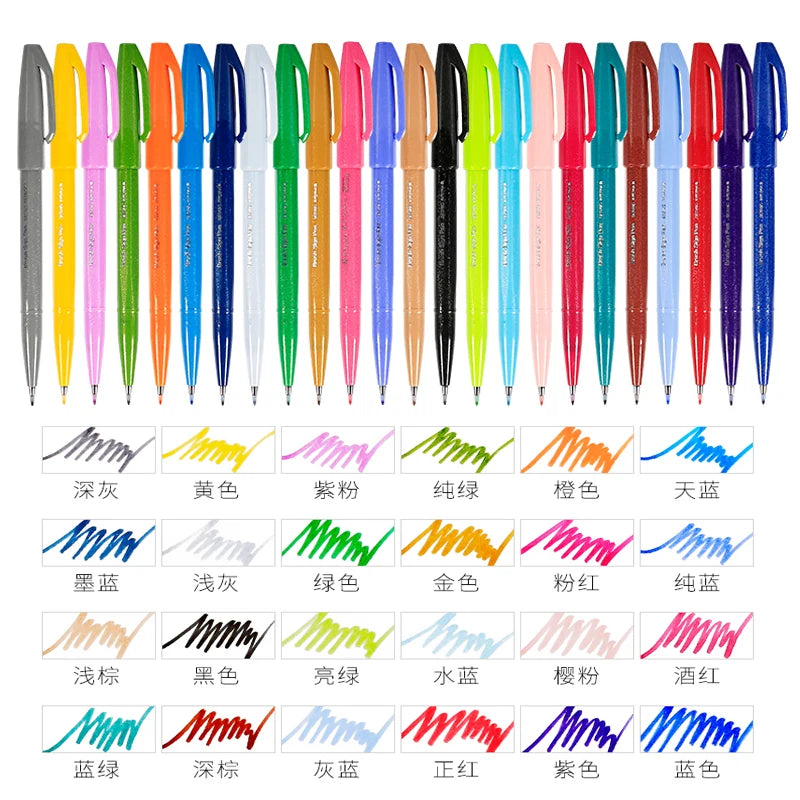 1PC Pentel Fude Brush Touch Sign Pen Bright Pastel Colors with A Flexible Tip That Allows You To Enjoy Touch of A Brush SES15C