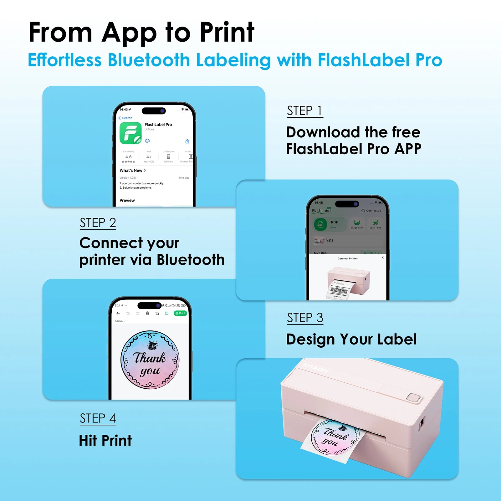 Thermal Label Printer -4x6 Shipping Label Printer for Small Business, Home Use - Compatible with Android, iPhone and Windows