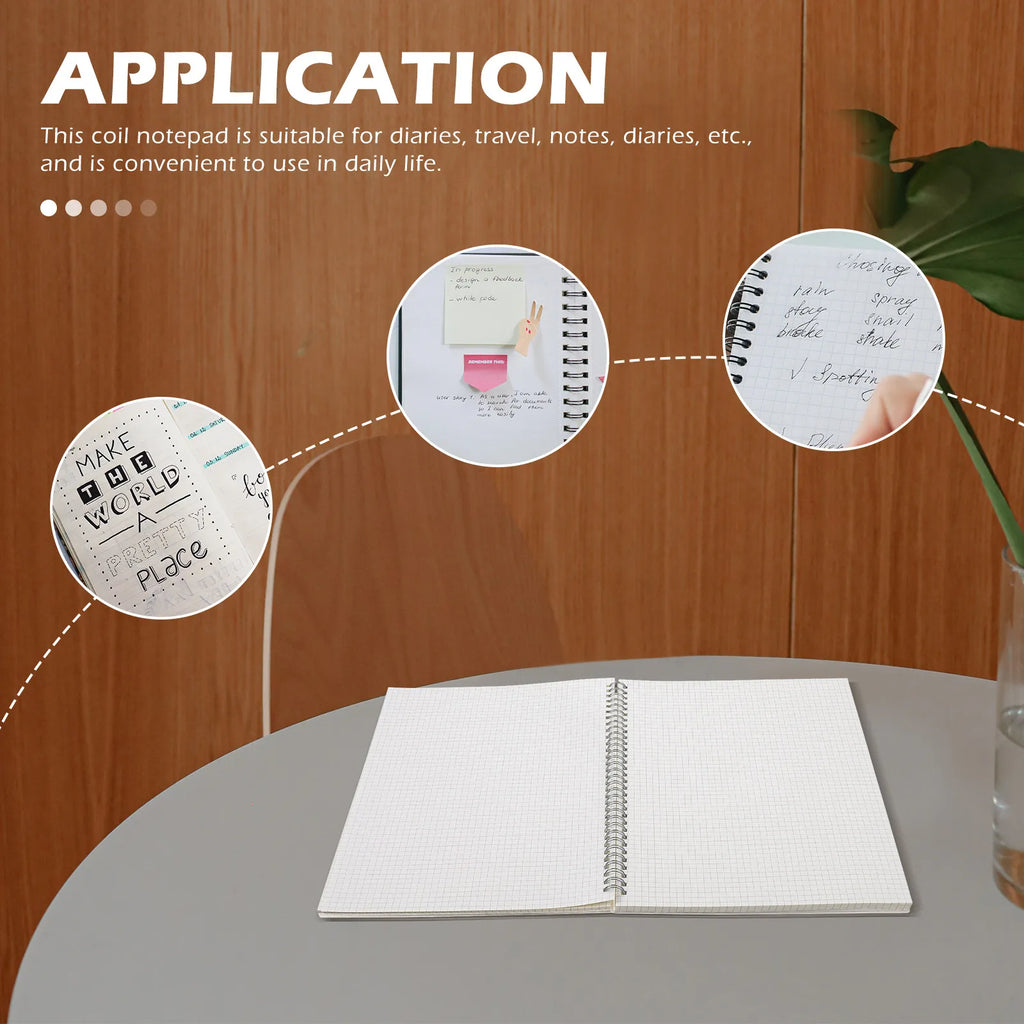 Premium Square Grid Spiral Notebook Heavy-Duty Graph Paper Notepad for Students Professionals Office School Daily Planning Diary