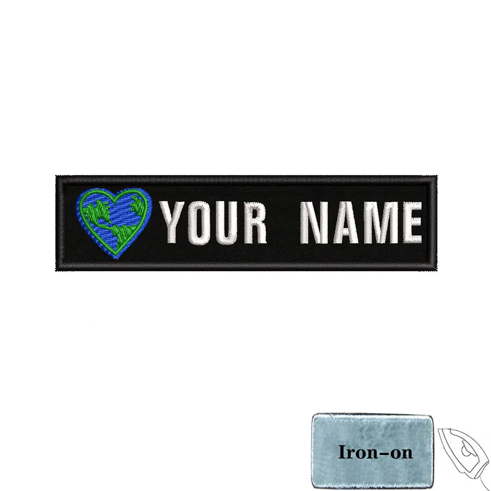 1PC 10cmX2.5cm Custom Name Patch Stripes Badge Iron On Or Hook Loop fire trophy radiation motorcycle blood drop love Pentagram