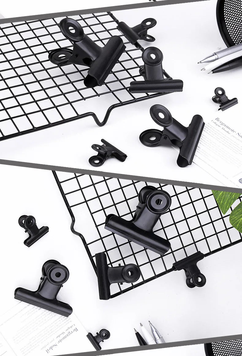 10-Pack Black Metal Paper Clip Office Stationery Small Book Fixing Clip Sketching Board Clip Household Supplies