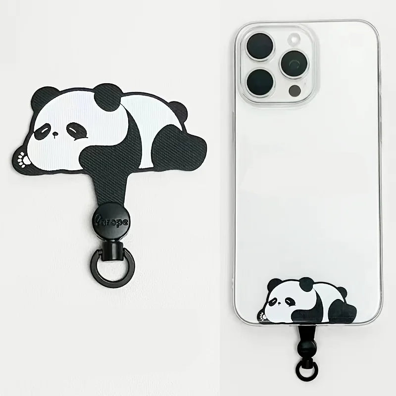 Cartoon Panda Cat Dog 360 Rotatable Metal Phone Tether Tab Patch Gasket Cellphone Lanyard Hanging Rope Safety Connecter Piece