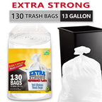 13 Gallon Heavy Duty Trash Bags 130 Count Super Strong Leak Proof Odor Control Disposable Garbage Bags for Kitchen Bathroom Bedr