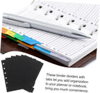 A5/A6 6 Sheets Binder Paper Dividers Page Dividers Notebook Dividers Binder Tabs Dividers Plastic Tabs Dividers Tabs for Binder