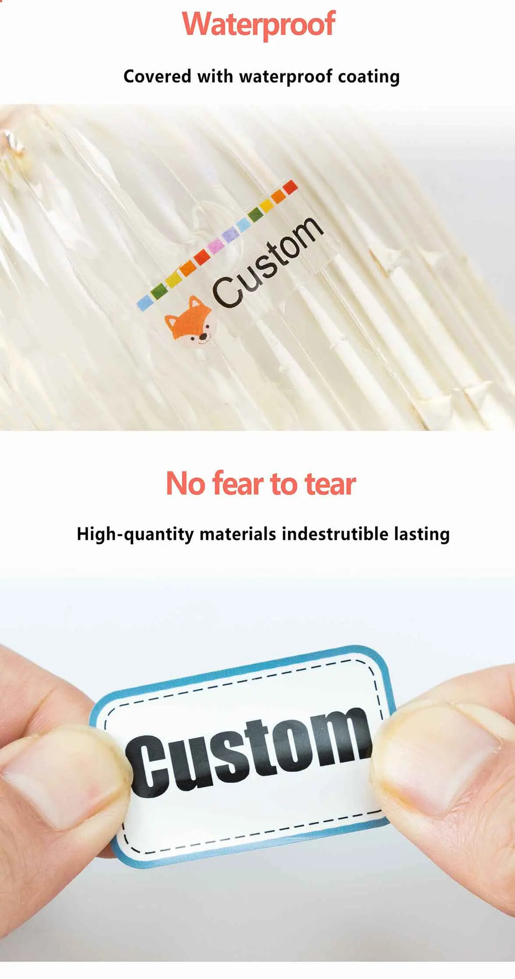 Custom Kawaii Name Tag Sticker Waterproof Stickers Decals Personalized Label for Children School Stationery Bottle