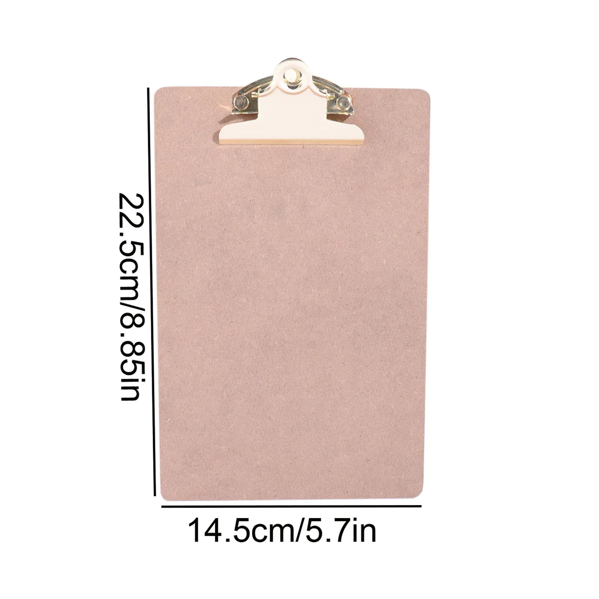 Wood Color Folder with Golden Metal Clip Different Sizes Portable Stylish Notes Ticket Holder Office School Stationery Supplies