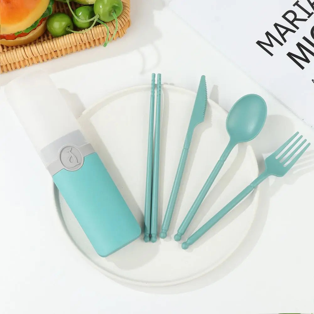 Wheat Straw Portable Reusable Spoon Fork Spoon Portable Cutlery Sets With Case Tableware Set