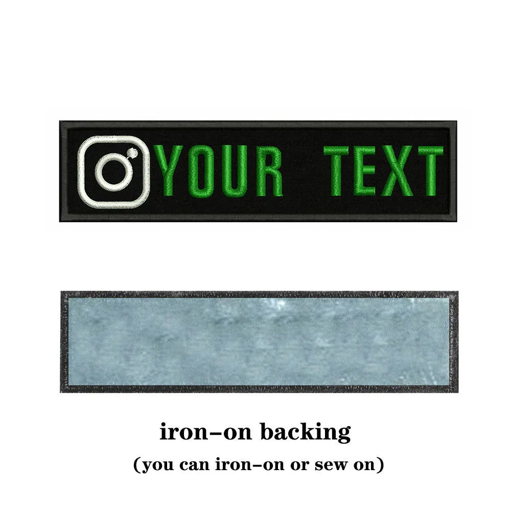 Instagram Logo 10X2.5cm Embroidery Custom Name Text Patch Stripes Badge Iron On Or  Patches