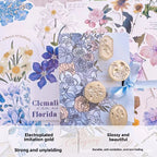6-Piece Floral Wax Seal Stamp Set with Detachable Wooden Handle—Vintage Style, Ideal for Wedding and Birthday Party Invitations