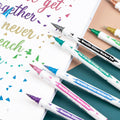 10Pcs Dual Nib Metallic Drawing Markers Fine & Brush Tip Art Craft Set For Scrapbooking Card Making School Handcraft DIY Supplie