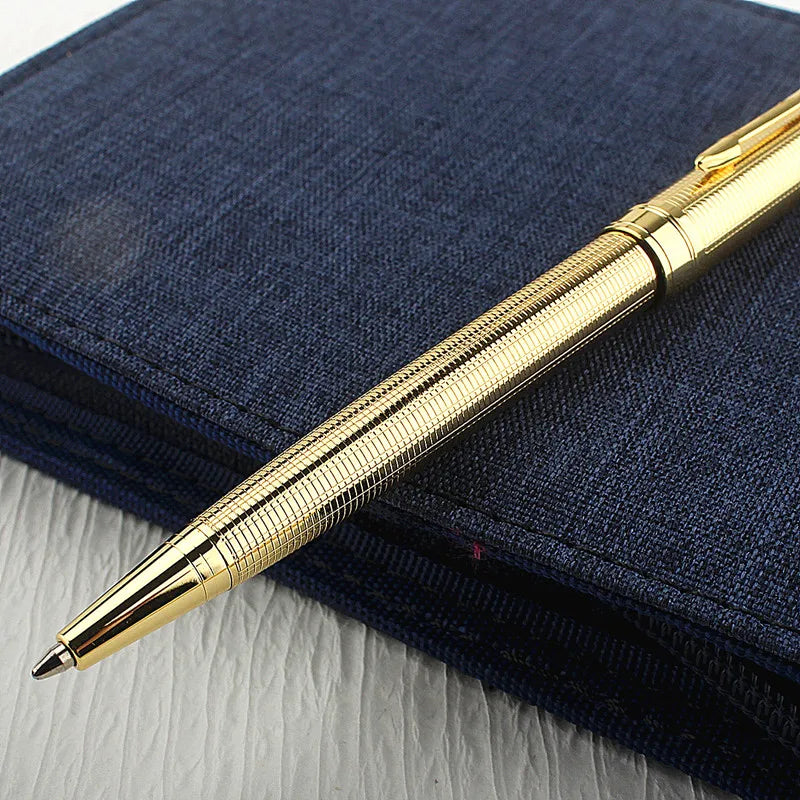 Luxury Metal Rollerball Pen 0.7mm Blue Ink Steel Gold Business Signature Pens for School Office Writing Supplies Stationery