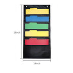 Hanging Wall File Organizer Large 5 Pockets Storage Pocket Chart with 2 Hangers Folder Holder Document Organizer for Office