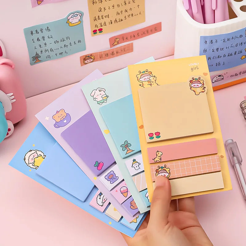 Cartoon Sticky Notes kawaii Cute Memo Pad Portable Index Label Stickers Notes School Stationery Supplies