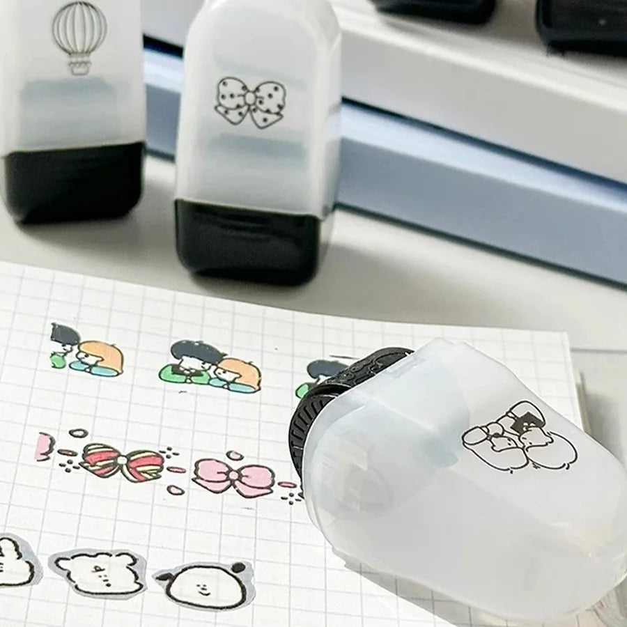 1PC Cartoon Pattern Lace Band Children's Rolling Flower Seal Creative Seal Graffiti Handbook DIY Roller Lace Decoration Band