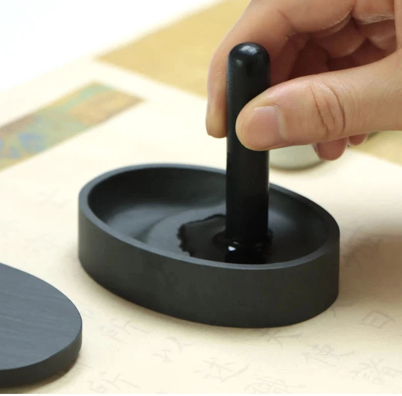 She Inkstone with Lid Antique Chinese Ink Stone for Calligraphy Writing and Traditional Painting Practice Natural Rock Inkstone