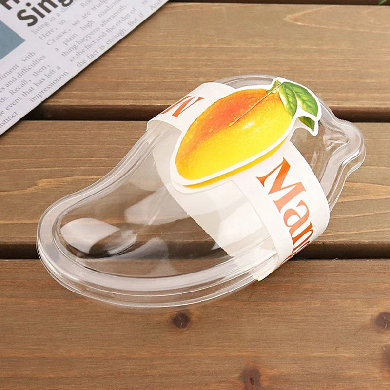 10pcs Creative Mango Shape Disposable Dessert Cake Plastic Cup DIY Cake Cream Mousse Packaging Box With Clear Cover